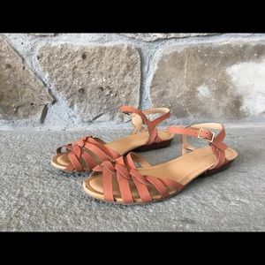 G.H. Bass Clementine Woven Leather Sandal Caramel Brown 7M